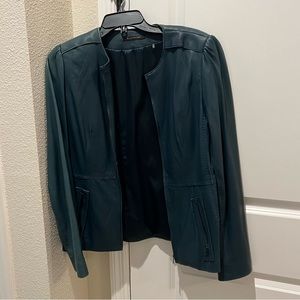 Brand new Elie Tahari dark teal 100% lamb leather jacket.  Medium.